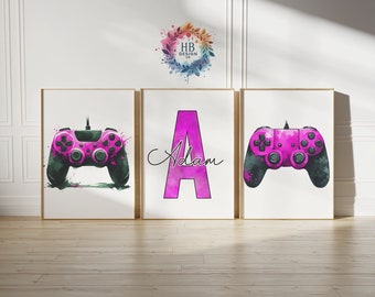 Custom Gaming Print Poster - Set of 3 Gamer Prints | Game Boys Bedroom Decor | Personalised Posters | Home Room Decor | Video Game Wall Art
