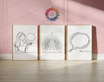 Minimalistiska logopedtryck - Set med 3 väggkonst | SLP-kontorsinredning | Logopedkonst | Rumskonstverk som presenter | Posters