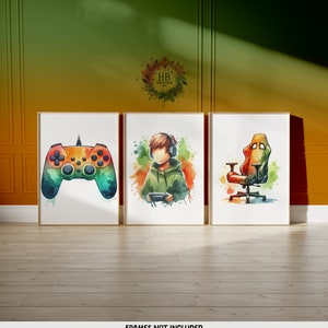 Gaming Poster Print - Set of 3 Gamer Prints | Game Bedroom Decor | Gift for Gamers | Gaming Room | Retro Video Game Wall Art Print | Boys