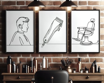 Minimalist Barber Print Set - 3 Barbers Shop Posters | Haircut Decor | Men's Hairdresser Artwork | Hairstylist Salon Wall Art Gift | Picture