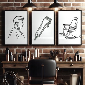 Minimalist Barber Print Set - 3 Barbers Shop Posters | Haircut Decor | Men&#39;s Hairdresser Artwork | Hairstylist Salon Wall Art Gift | Picture