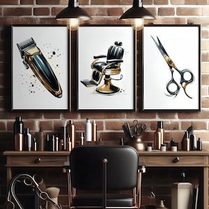 Barber Decor Set - 3 Barbers Posters | Haircut Shop Print | Men&#39;s Hairdresser Artwork | Hairstylist Salon Wall Art Gift | Minimalist Picture