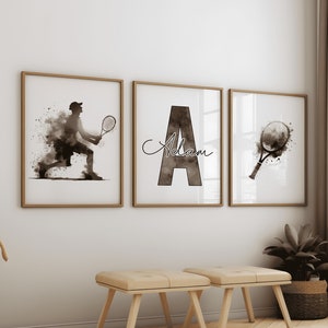 Personalised Tennis Poster Set - 3 Kids Bedroom Posters | Home Decor | Custom Poster | Room Artwork Gift | Sport Posters Gifts | Wall Art