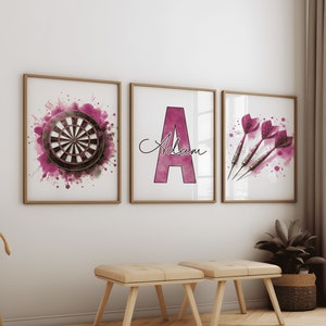 Custom Darts Wall Art Set - 3 Personalised Dart Posters | Sport Player Gift | Dartboard Prints | Boys Bedroom Gifts | Gaming Room Artwork