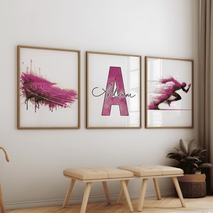 Athletics Poster Set - 3 Personalized Track and Field Posters | Custom Watercolour Art Painting | Decor | Sports Gifts | Print Gift Artwork