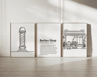 Barber Shop Definition Print Set - 3 Barbers Posters | Haircut Decor | Men's Hairdresser Artwork | Hairstylist Salon Wall Art Gift | Picture