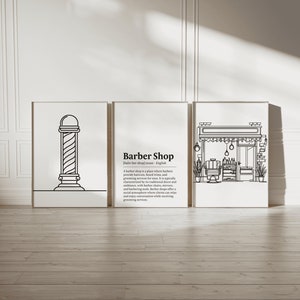 Barber Shop Definition Print Set - 3 Barbers Posters | Haircut Decor | Men&#39;s Hairdresser Artwork | Hairstylist Salon Wall Art Gift | Picture