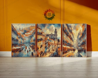 Lisbon Poster Prints - Set of 3 Posters | Vintage Wall Art Decor | Travel Print | Portugal Wall Hanging | Artwork Gift | Living Room Art