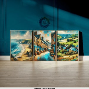 Cornwall Poster Prints - Set of 3 Posters | Vintage Wall Art Decor | Travel Poster | England Wall Hanging | Artwork Gift | Living Room