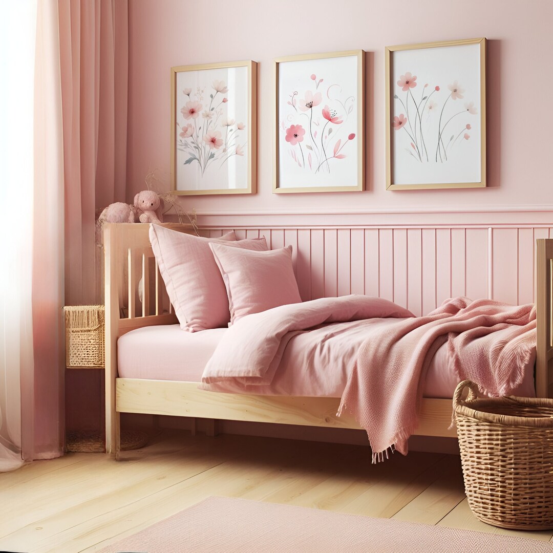 Floral Nursery Prints - Set of 3 Girls Posters | Kids Bedroom | Baby ...