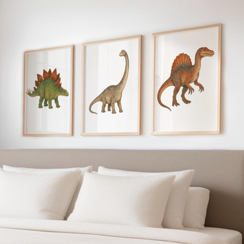 Watercolour Dinosaur Print Set | Kids Room Wall Art | Boys Nursery Dino ...