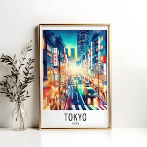 Tokyo Travel Poster Print - Watercolour Design | Wall Artwork | Japan Holiday Gifts | Home Decor | Wall Art Gift | Asia Painting Picture