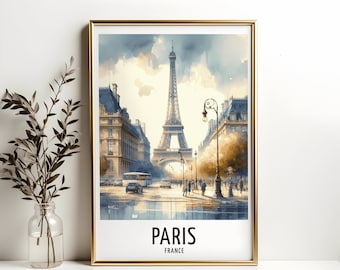 Paris Travel Poster Print - Watercolour Design | Wall Artwork | France Holiday Gifts | Home Decor | Wall Art Gift | Europe Painting Picture