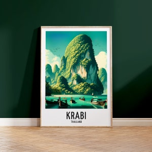 Krabi Travel Print - Thailand Watercolour Poster Design | Wall Artwork | Holiday Gifts | Home Decor | Wall Art Gift | Thai Painting