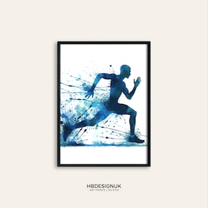 Blue Athletics Wall Art Set - Set of 3 Runner Posters | Running Art ...