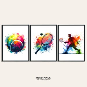 Tennis Wall Art Print - Set of 3 Tennis Posters | Tennis Player Prints | Poster Wall Art | Kids Room Artwork | Tennis Gift | Boys Room Art