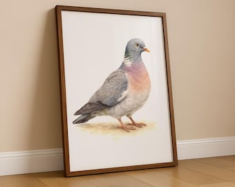 Impression d'art pigeon ramier - aquarelle, art mural, oeuvre d'art d'oiseau, impressions d'animaux de salon