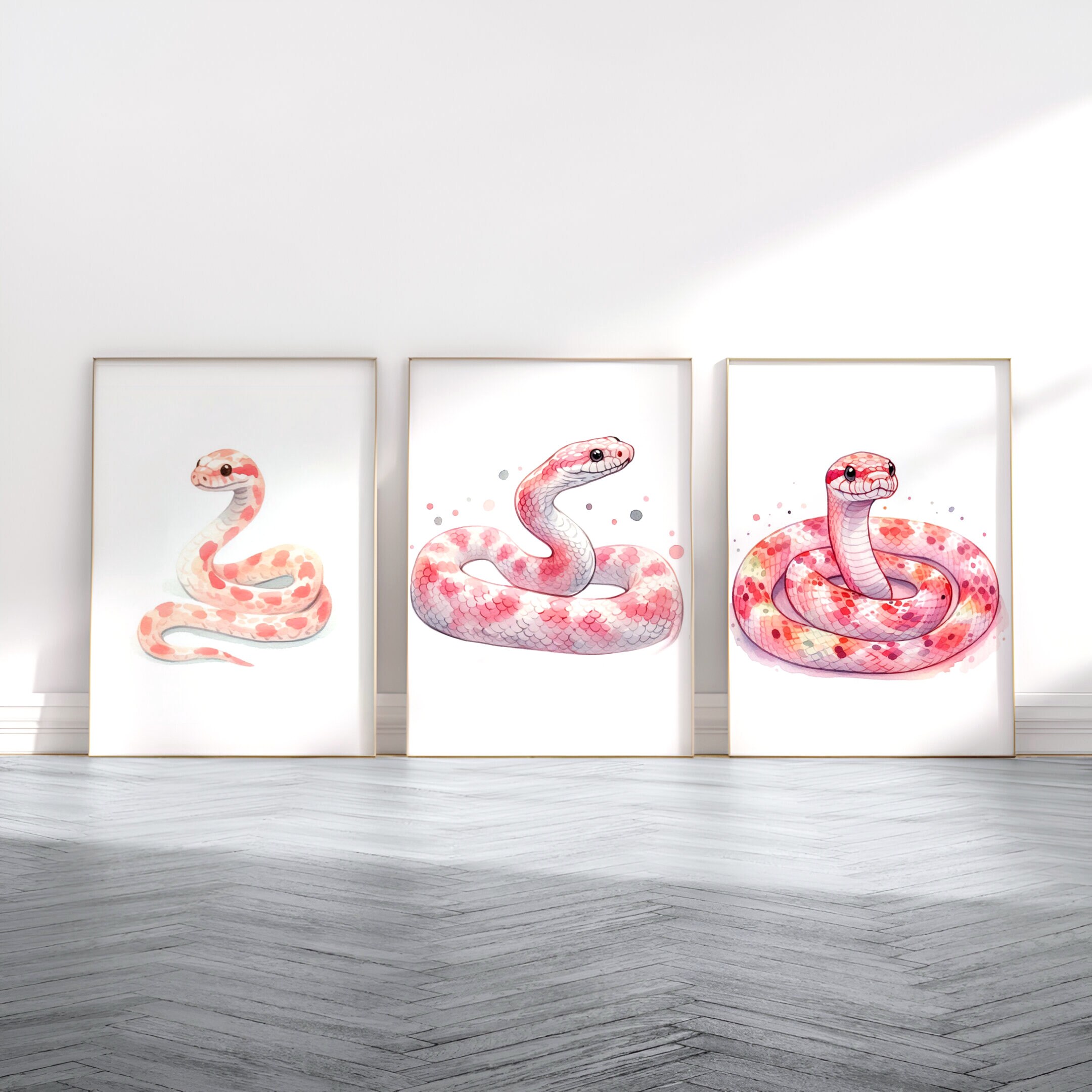 Corn Snake Prints Set of 3 Posters Watercolour Snakes Paintings Kids ...