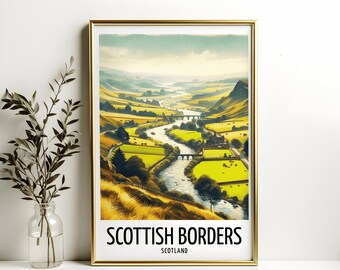 Scottish Borders Travel Print - Watercolour Poster Design | Wall Artwork | Scotland Gifts | Home Decor | Wall Art Gift | UK Painting Picture