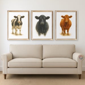 Cow Watercolour Prints - Farmhouse Wall Art Set, Watercolor Decor, UK Wildlife Artwork, Country House, Modern Painting Print, Living Room