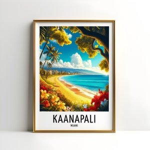 Kaanapali Travel Print - Hawaii Watercolour Poster Design | Wall Artwork | Holiday Gifts | Home Decor | Wall Art Gift | Maui Island Painting