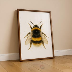 Bee Watercolour Art Print - Watercolor Painting, Wall Art, Bumblebee Artwork, Abstract Decor, Living Room Prints, Insect Poster Picture