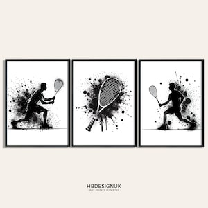 Squash Player Gift - Set of 3 Squash Prints | Watercolour Art Painting | Gifts Decor | Sport Wall Art Gift | Squash Player Artwork Poster