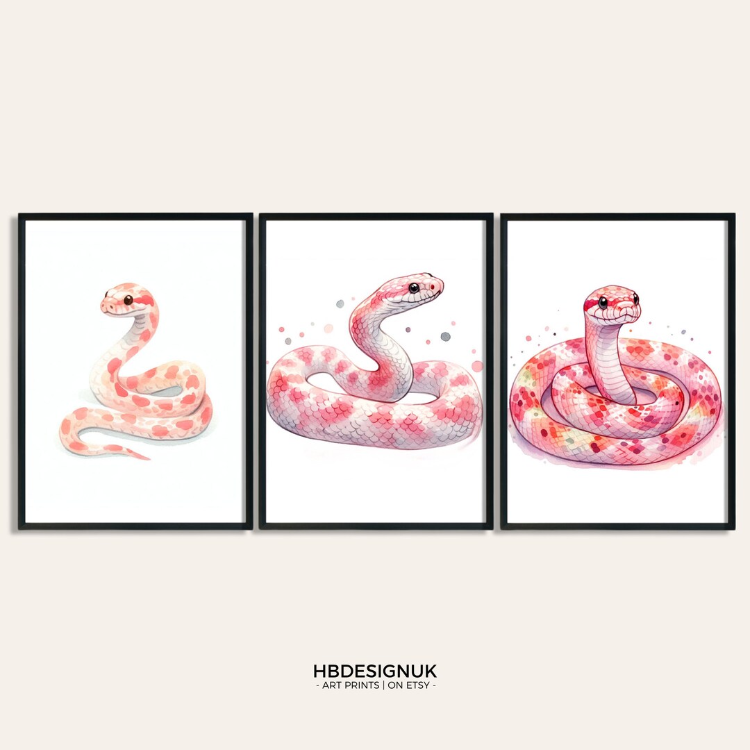 Corn Snake Prints - Set of 3 Posters | Watercolour Snakes Paintings ...