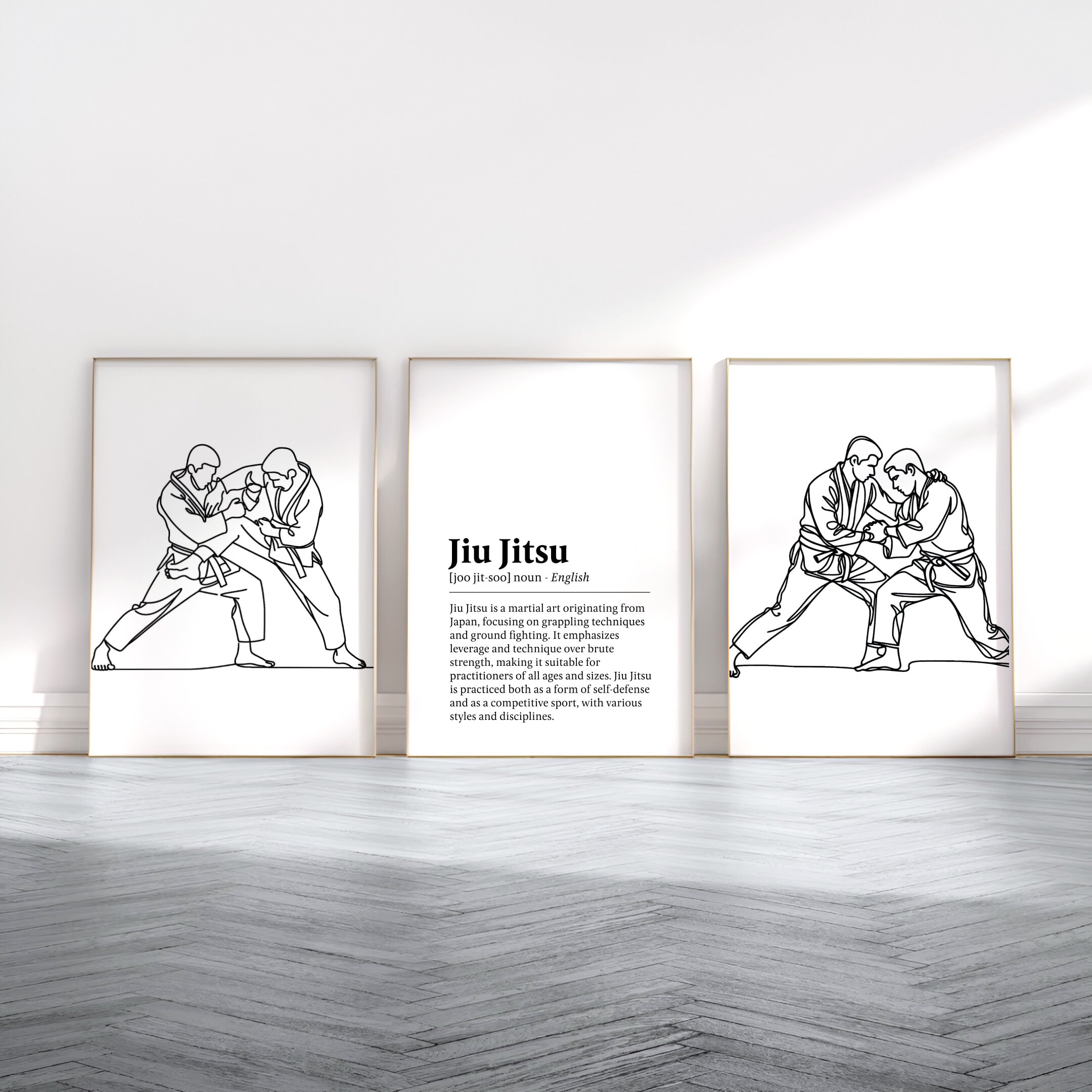 Jiu Jitsu Poster Set - 3 Prints | Wall Art Gifts | Martial Arts