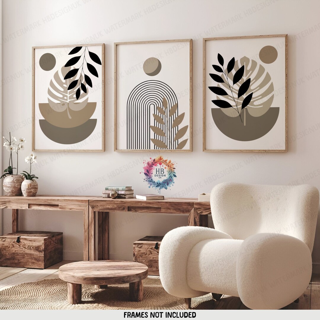 Beige Boho Prints - Set of 3 Wall Prints | Beige Wall Decor | Living ...