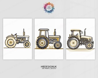 BigWig Prints Traktor-Wandbilder Set – 9 Ungerahmte Drucke, 20,3x25,4 Cm, Für Jungenzimmer
