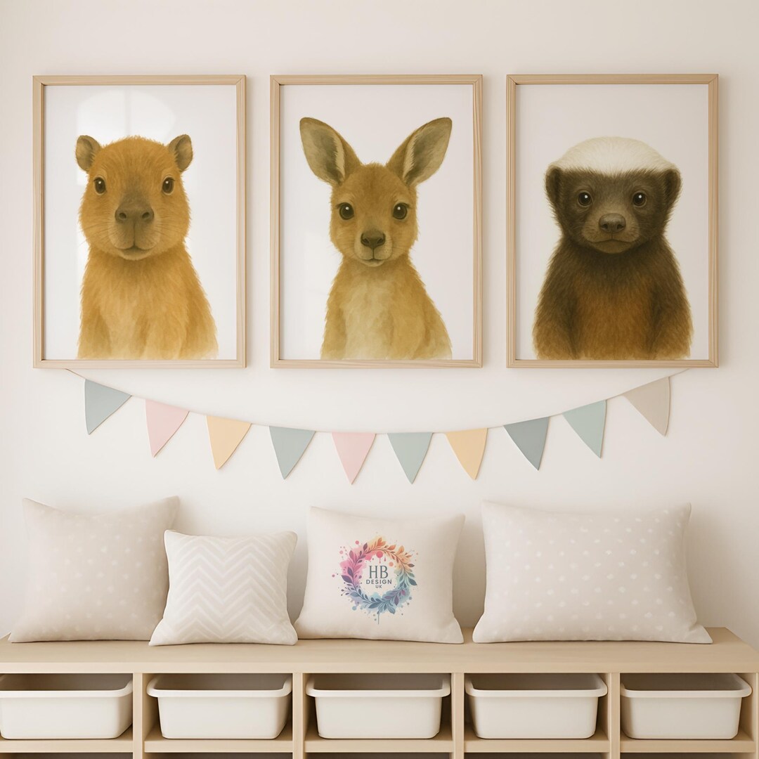 Animal Nursery Prints - Safari Animal Wall Art, Baby Boys Bedroom Decor ...