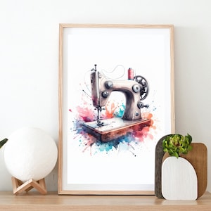 Sewing Poster Set Set of 3 Prints Watercolour Print Sewing Picture Wall Art Craft Room Decor Gift for Sew Lover Birthday Gift Sewing Machine 1