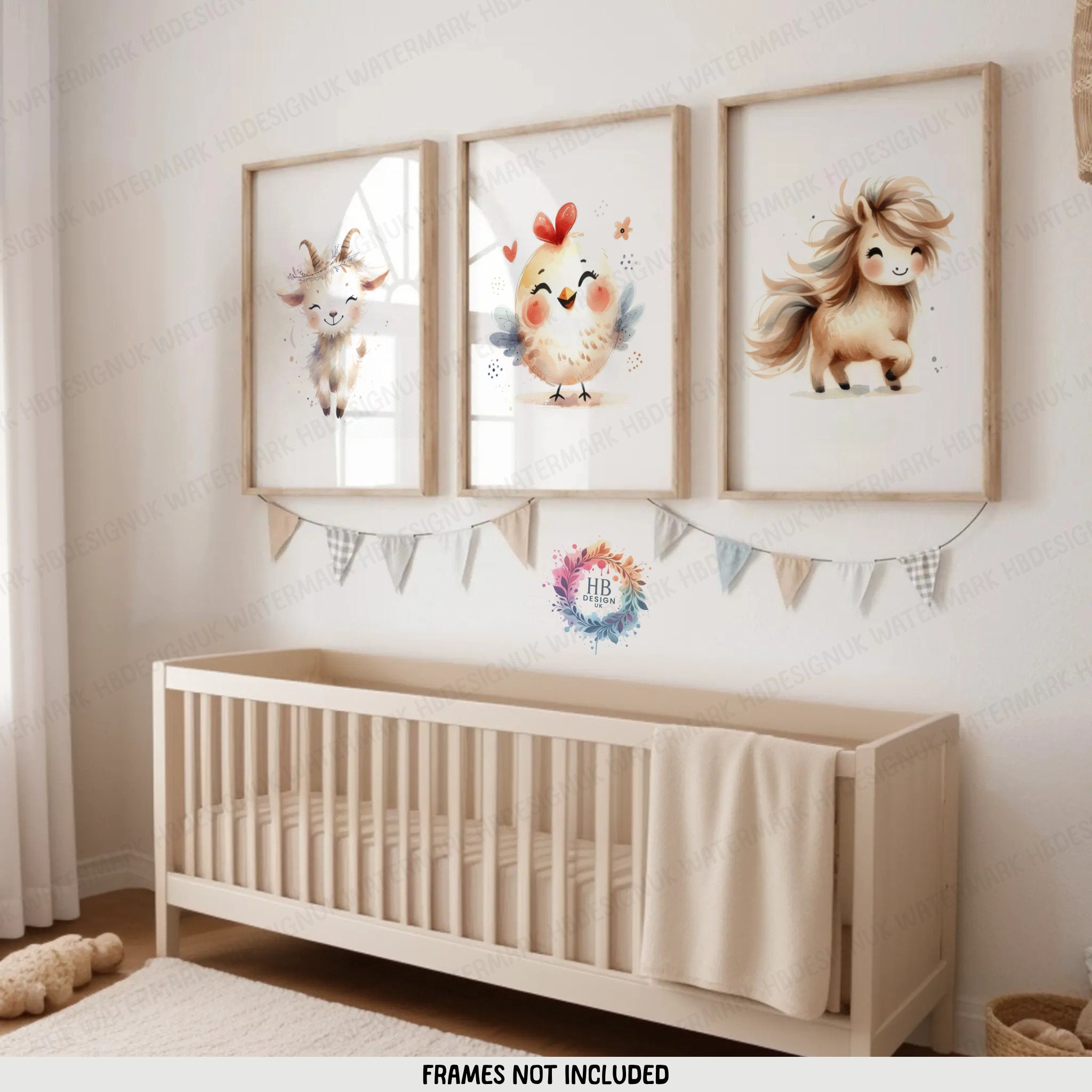 Kids Farm Animal Prints - Set of 3 Posters | Nursery Bedroom Decor ...