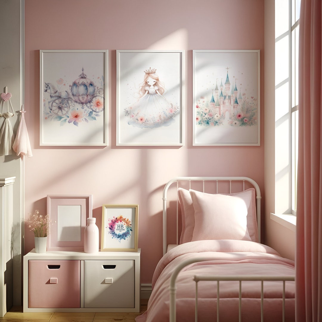 Princess Nursery Prints - Set of 3 Girls Posters | Kids Bedroom | Baby ...