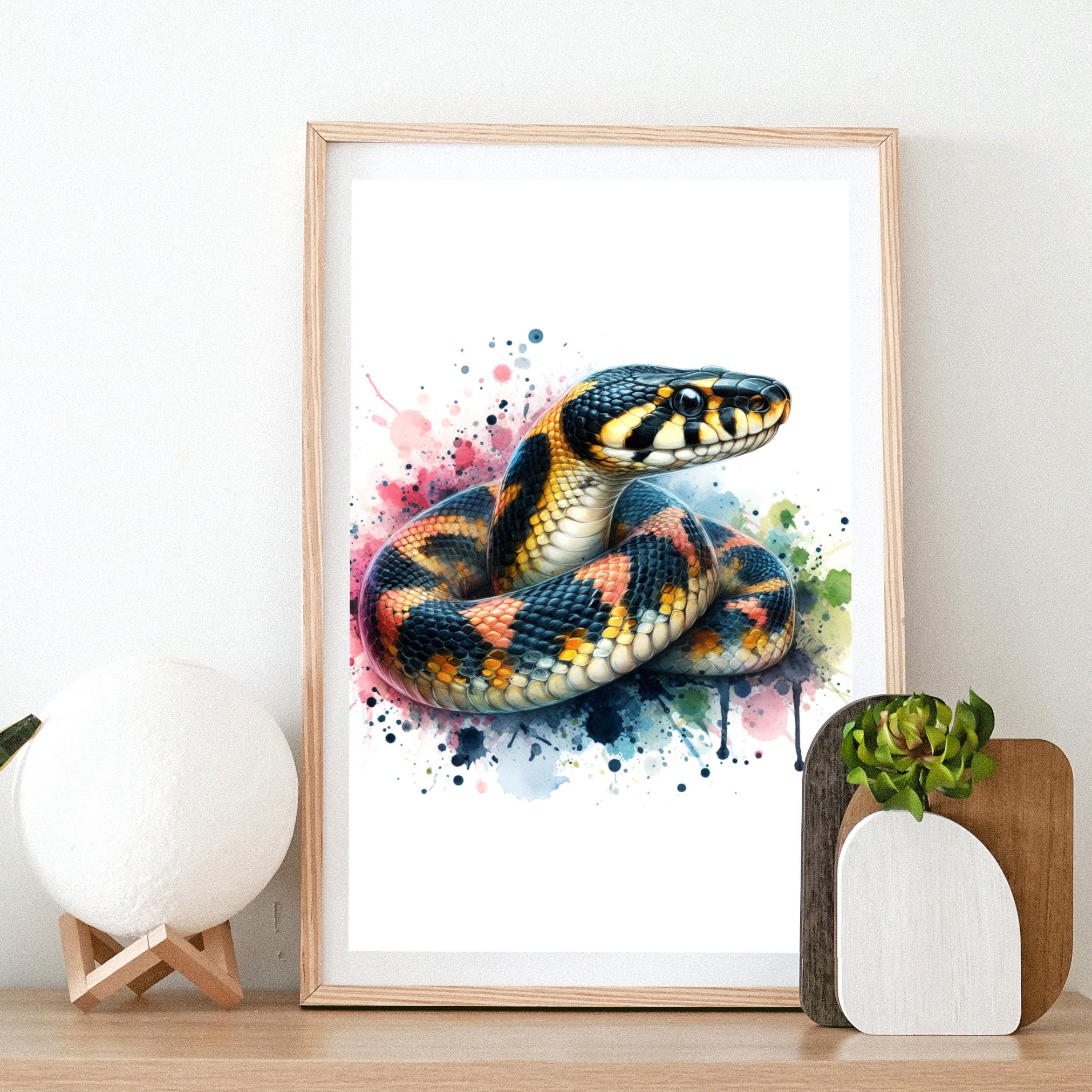 Snake Art Print - Set of 3 Pictures | Watercolour Snakes Poster