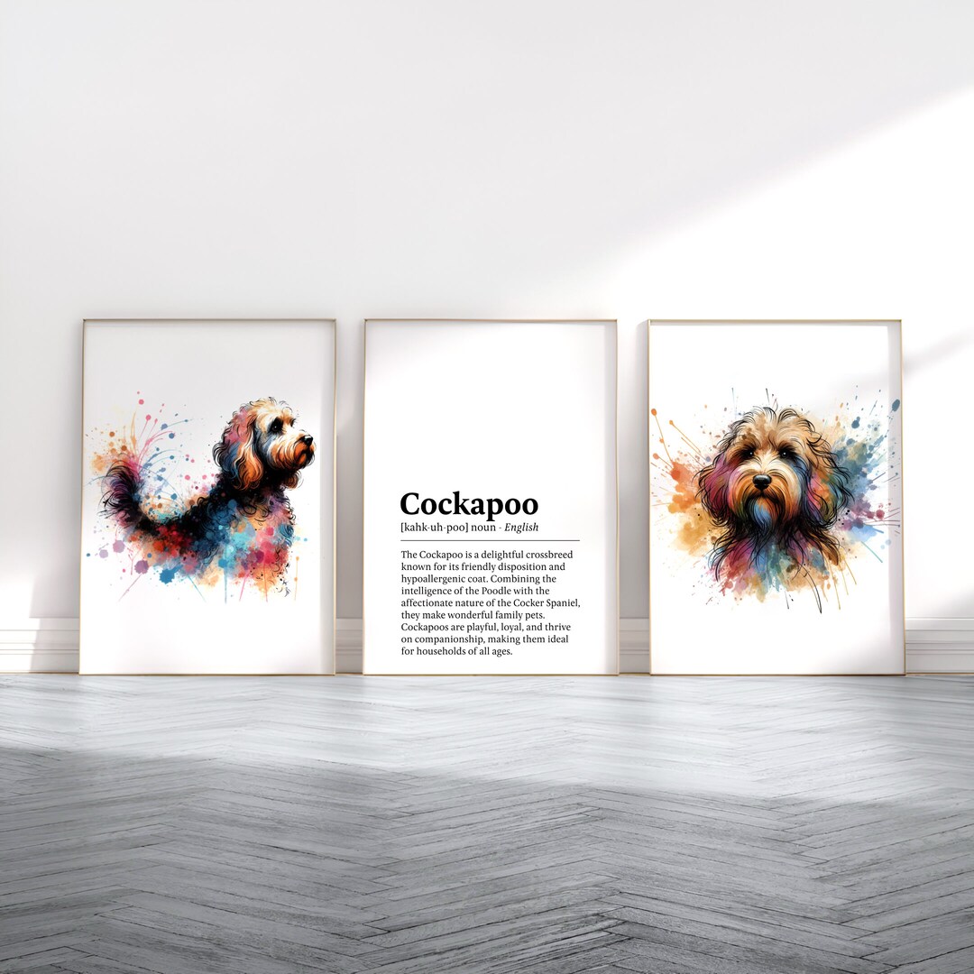 Cockapoo Dog Prints - Set of 3 Posters | Watercolour Definition Wall ...