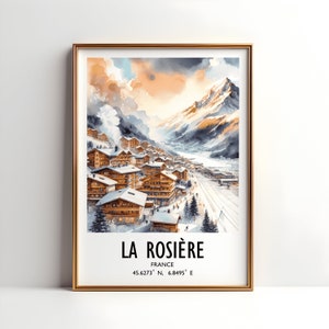 La Rosiere Ski Poster Print - Watercolour Art Decor  | Travel Wall Artwork | Skiing Gifts | French Alps | Mountain Resort | Gift Snowboard