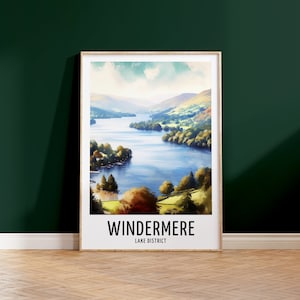 Windermere Reise-Druck - Aquarell Poster Design | Wandkunst Lake Distrikt UK Geschenke | Wohnkultur | Wand Kunst Geschenk | England Bild