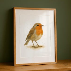 Rotkehlchen Aquarell Druck - Aquarell Rotkehlchen, Vogel Wandbild, Rotkehlchen Wandbild, Abstrakte Tier Dekoration, Wohnzimmer Drucke, Vogel Bild
