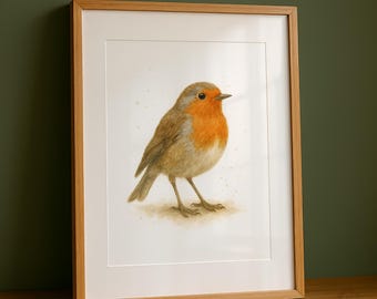 Robin Watercolour Print - Watercolor Painting, Bird Wall Art, Red Robin Artwork, Abstract Animal Decor, Living Room Prints, Birds Picture