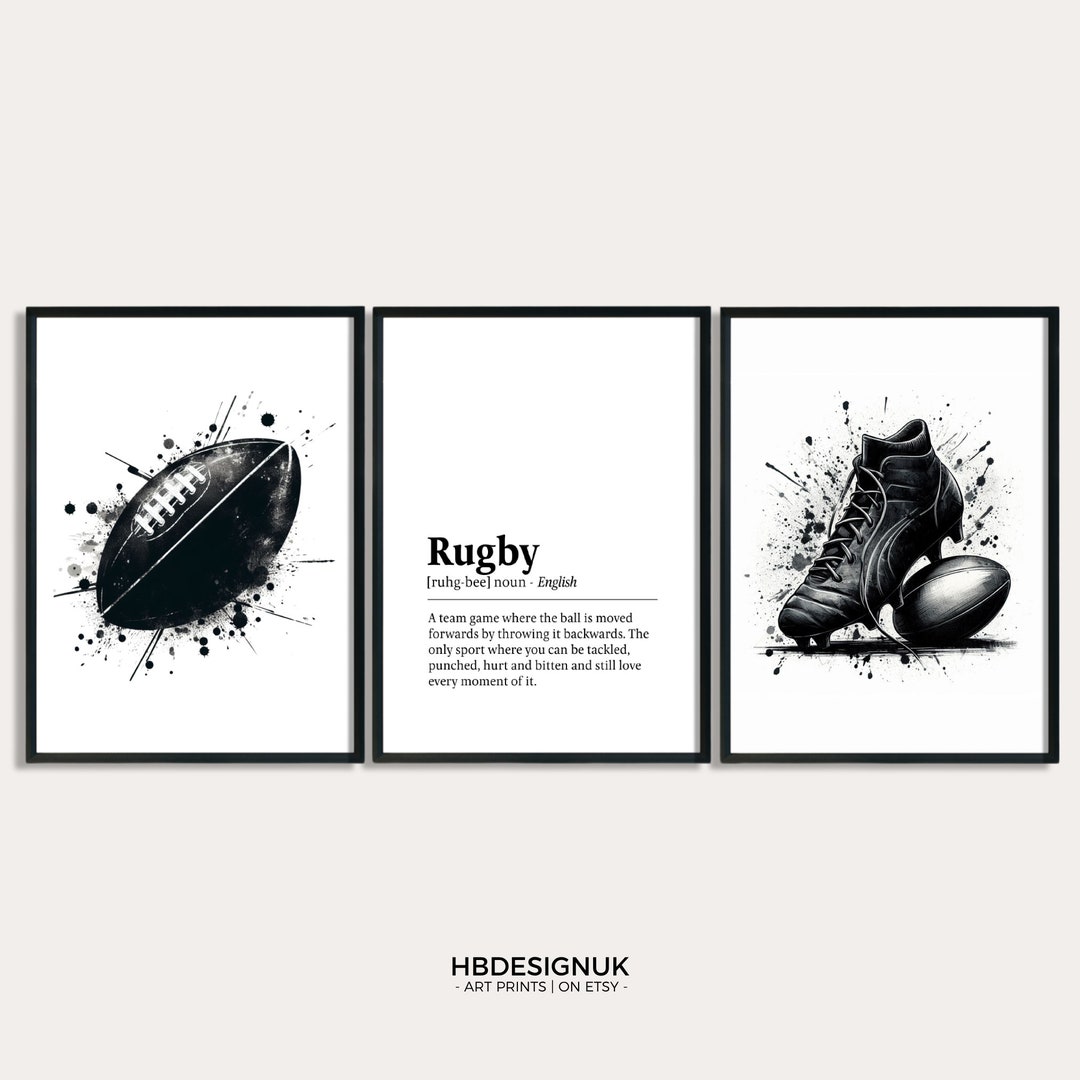 Rugby Print Set Set of 3 Rugby Posters Rugby Gifts for Men Watercolour Art Prints Teen Room