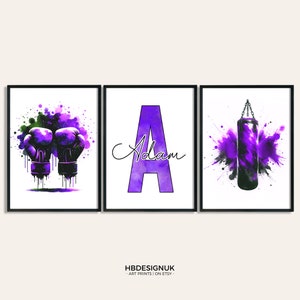 Custom Boxing Prints - Set of 3 Boxer Posters | Boys Girls Bedroom Decor | Personalised Poster | Home Room Decor | Boxing Wall Art Artwork