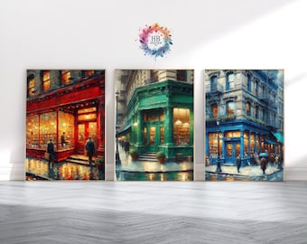 Vintage Library Print Set - Set of 3 Posters | Book Reading Design | Home Decor | Bedroom Wall Art |  Books Lover | Bookish Gift