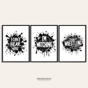 Wrestling Wall Art - Set of 3 Wrestler Prints | Boys Bedroom Decor Poster | Wrestling Gifts Kids | Artwork | Wall Art Pictures Designs