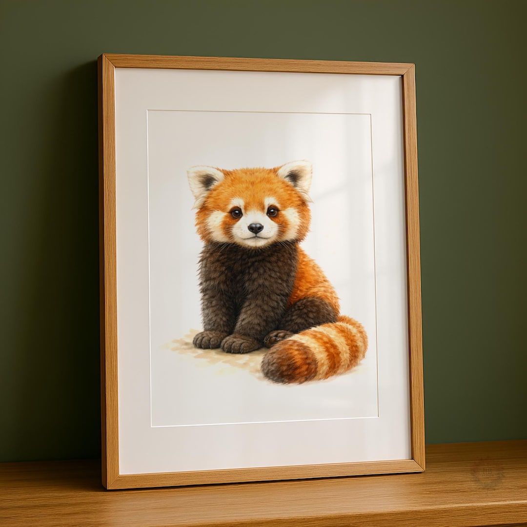 Red Panda Art Print - Watercolour Painting, Wall Art, Artwork, Animal ...