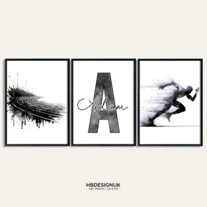 Athletics Poster Print Set - 3 Personalized Track and Field Posters | Custom Watercolour Art Painting | Decor | Sports Gifts | Gift Artwork