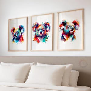 Colourful Koala Prints - Watercolour Wall Art | Pictures of Koalas | Animal Print | Watercolor Artwork Decor | Koala Bear Picture Gift