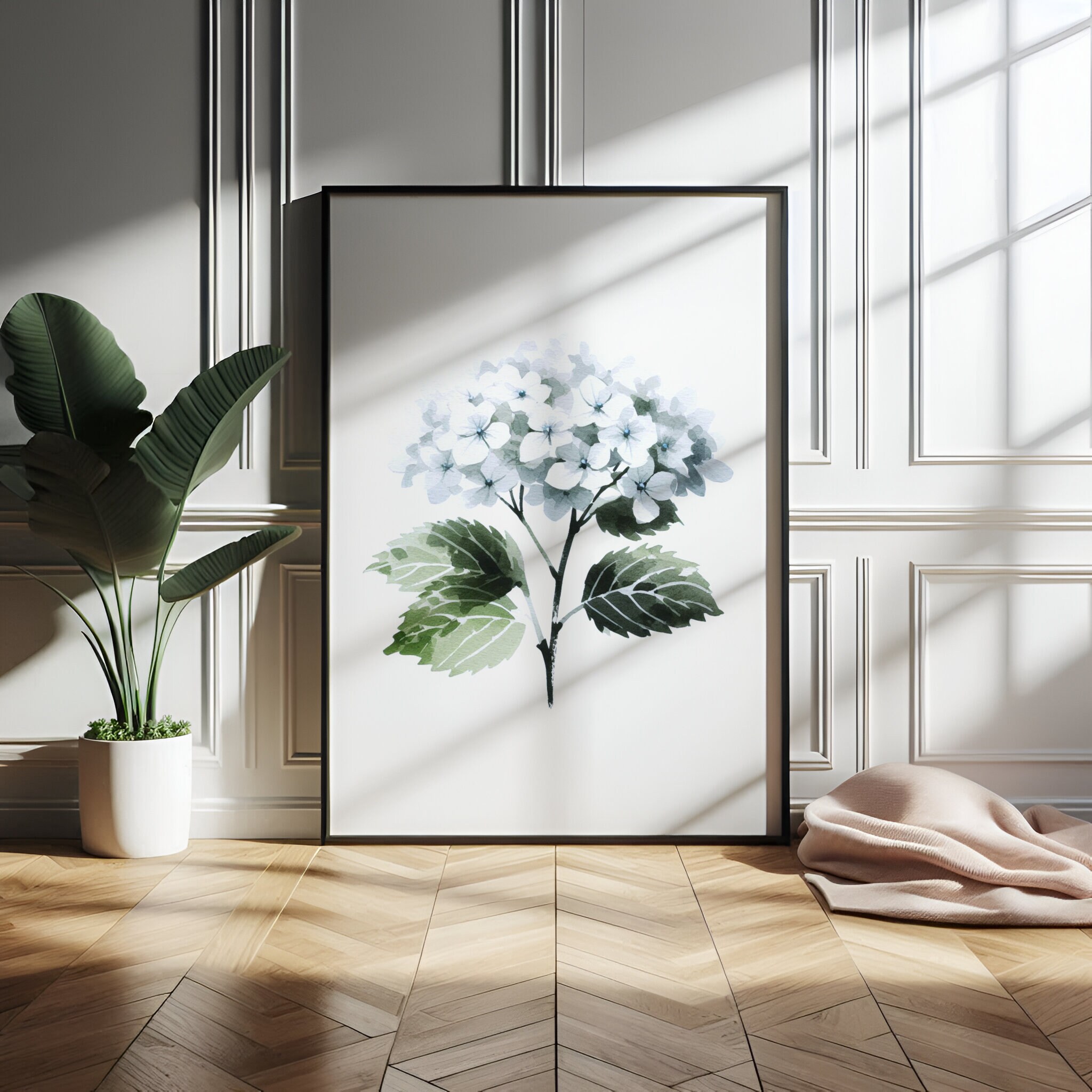 White Hydrangea Print Set - 3 Watercolour Posters | Painting Wall Art ...