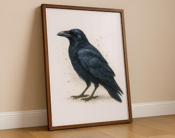 Raven Watercolour Print - Watercolor Painting, Crow Wall Art, Ravens Artwork, Abstract Animal Decor, Living Room Prints, Birds Picture